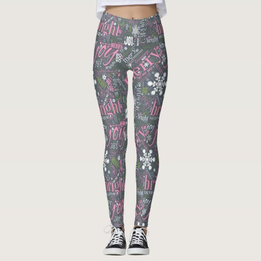 Leggings Texte de Christma et patterns Slate ID257 (Devant)