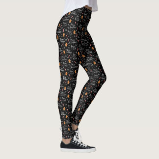 Leggings Texte de Noël amusant sur fond noir avec des graph