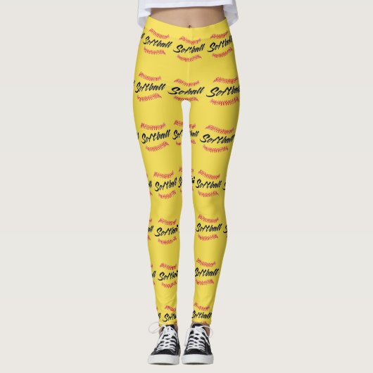 Leggings Texte et pointes du softball (Devant)