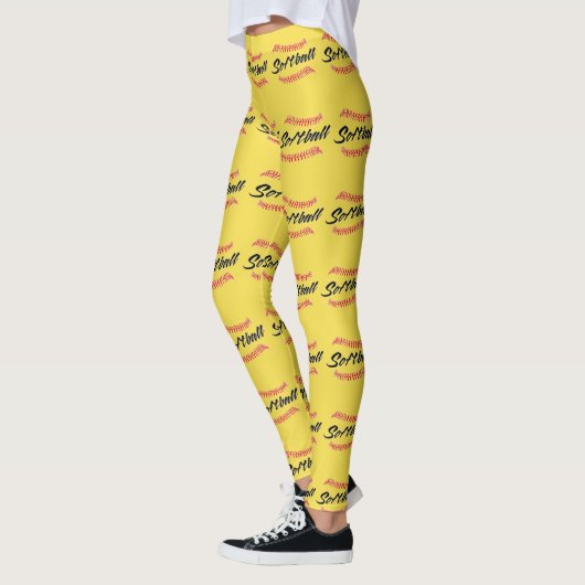 Leggings Texte et pointes du softball (Gauche)