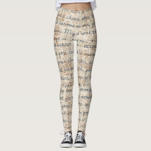 Leggings Texte moderne motif beige et marron rustique rétro
