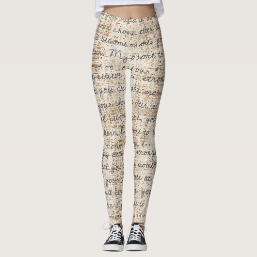 Leggings Texte moderne motif beige et marron rustique rétro (Devant)