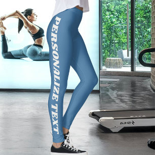 Leggings Texte personnalisé Photo de chat bleu neutre muet