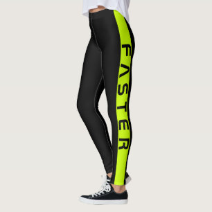 Leggings Texte personnalisé sur le côté rayé sur fond noir