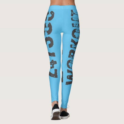 Leggings Texte usé et rayé Workout 247365 bleu (Dos)