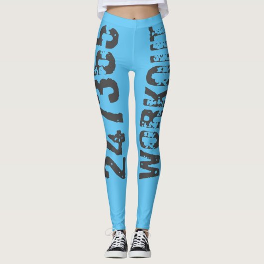 Leggings Texte usé et rayé Workout 247365 bleu (Devant)