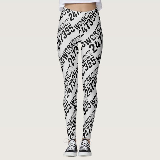 Leggings Texte usé et rayé Workout 247365 noir (Devant)