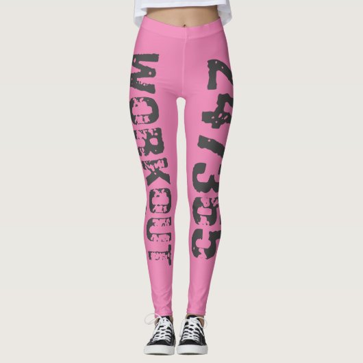 Leggings Texte usé et rayé Workout 247365 rose (Devant)
