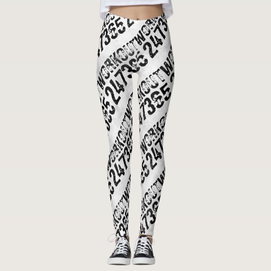 Leggings Texte usé et rayé Workout 247365 rustique (Devant)