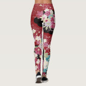 Leggings Textile japonais de KIMONO, motif de fleuron (Dos)