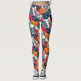 Leggings Textile japonais vintage de kimono (Bingata)