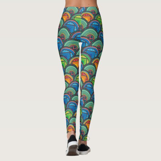 Leggings Textiles africains dynamiques : Mélange des échell (Dos)