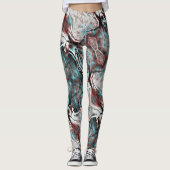 Leggings texture biseautée rouge à bleu pixélisée (Devant)