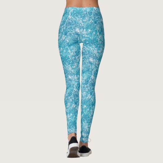 Leggings Texture bleu et Marbre blanc (Dos)