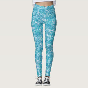 Leggings Texture bleu et Marbre blanc