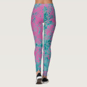 Leggings Texture bleue sur une couleur solide rose (Dos)