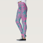 Leggings Texture bleue sur une couleur solide rose (Gauche)