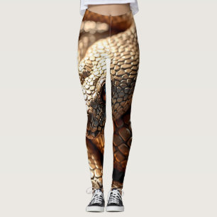 Leggings Texture brillante de serpent métallique en bronze