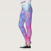 Leggings Texture créative bleu-rose, taches de peinture. (Gauche)