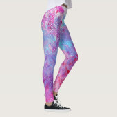 Leggings Texture créative bleu-rose, taches de peinture. (Droite)