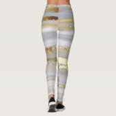 Leggings Texture d'aquarelle en or gris luxe (Dos)