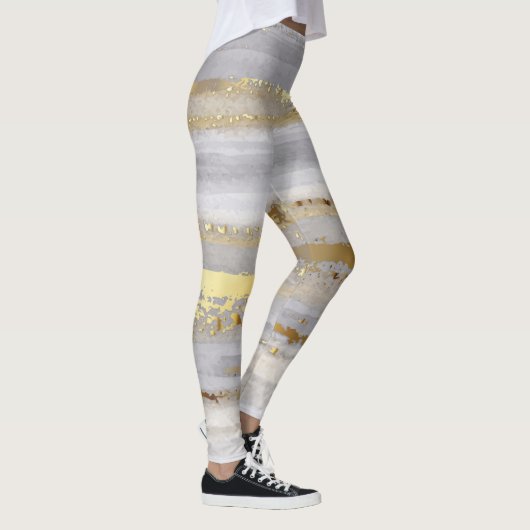 Leggings Texture d'aquarelle en or gris luxe (Droite)