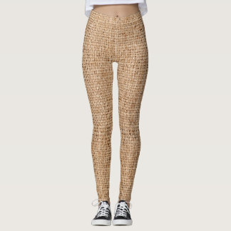 Leggings texture de burlap Brown, tissu rustique.