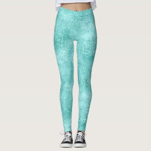 Leggings Texture de corail vert de mer menthe bleue