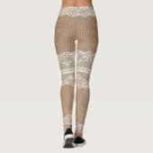 Leggings Texture de dentelle blanche Brown (Dos)