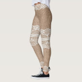 Leggings Texture de dentelle blanche Brown (Gauche)