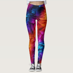 Leggings texture de fausse fourrure de monstre arc-en-ciel