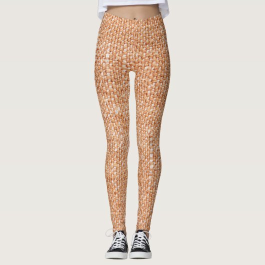 Leggings Texture de fond en toile de lin marron (Devant)