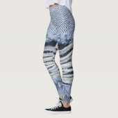 Leggings Texture de jean bleu clair torn (Gauche)