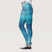 Leggings Texture de l'Agate Vert de la Mer Bleue (Gauche)