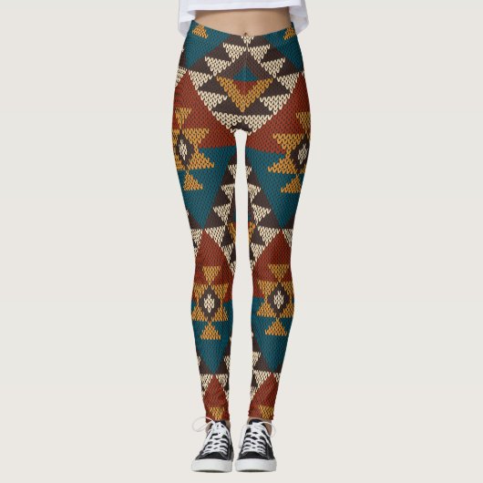 Leggings Texture de laine aztèque Tribal. (Devant)