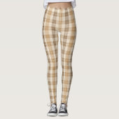 Leggings Texture de lin à carreaux beige chaud avec tissage (Devant)