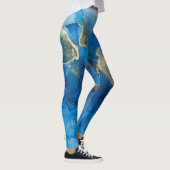 Leggings Texture de marbre bleu Abstrait (Droite)