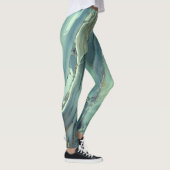 Leggings Texture de Marbre Bleu Féminin Tendance (Droite)