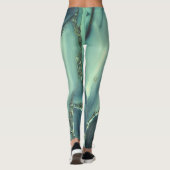Leggings Texture de Marbre Bleu Féminin Tendance (Dos)