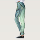 Leggings Texture de Marbre Bleu Féminin Tendance (Gauche)