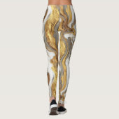 Leggings Texture de marbre gris abstrait avec or fluide (Dos)