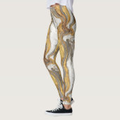 Leggings Texture de marbre gris abstrait avec or fluide (Gauche)