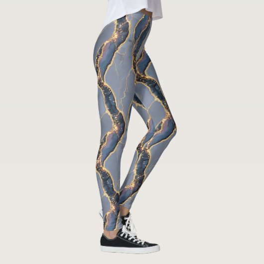 Leggings Texture de marbre gris foncé de luxe avec veines d (Droite)