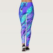 Leggings Texture de marbre néon violet peinture liquide abs (Dos)
