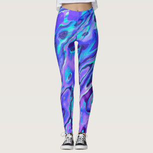 Leggings Texture de marbre néon violet peinture liquide abs