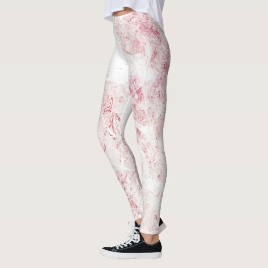 Leggings Texture de marbre rose blanc (Gauche)