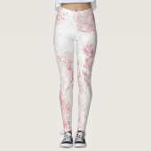 Leggings Texture de marbre rose blanc (Devant)