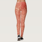 Leggings Texture de marbre rouge corail (Dos)