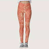 Leggings Texture de marbre rouge corail (Devant)