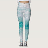 Leggings Texture de marbre vert de mer (Devant)